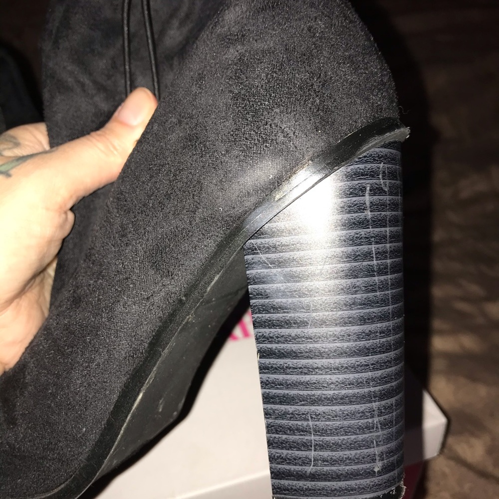 JustFab Faux suede open toe bootie - Picture 3 of 3